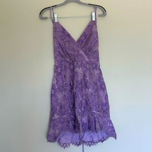 NBD Marilyn Lilac Lace Mini Dress | Revolve